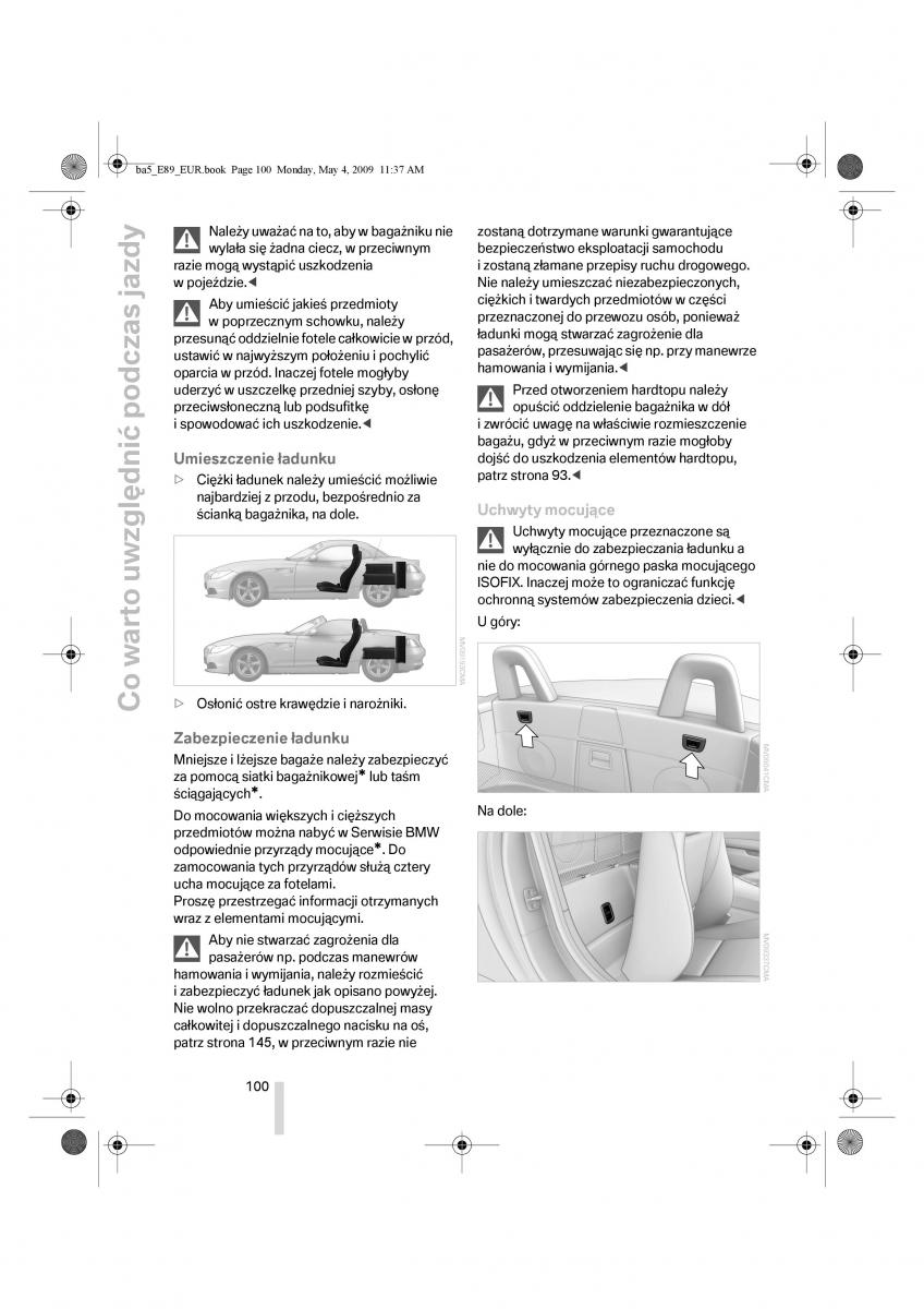 BMW Z4 E89 instrukcja obslugi / page 101