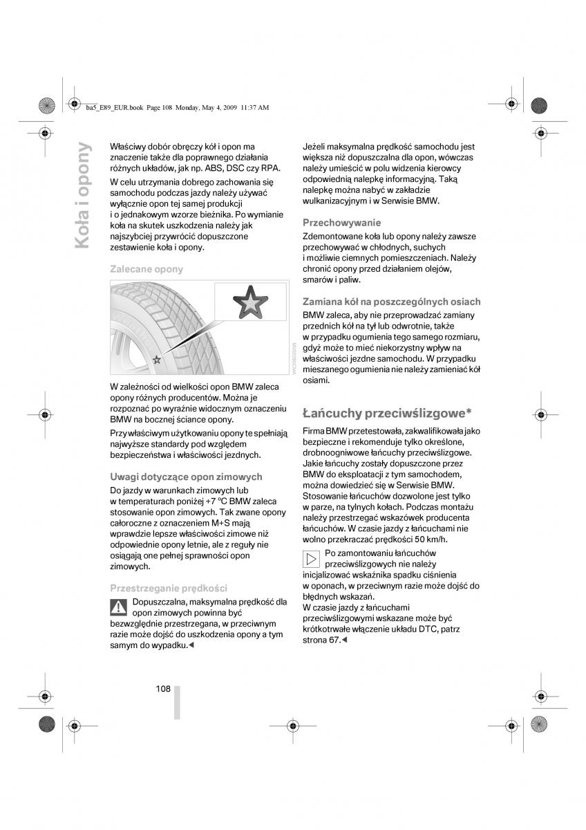 BMW Z4 E89 instrukcja obslugi / page 109