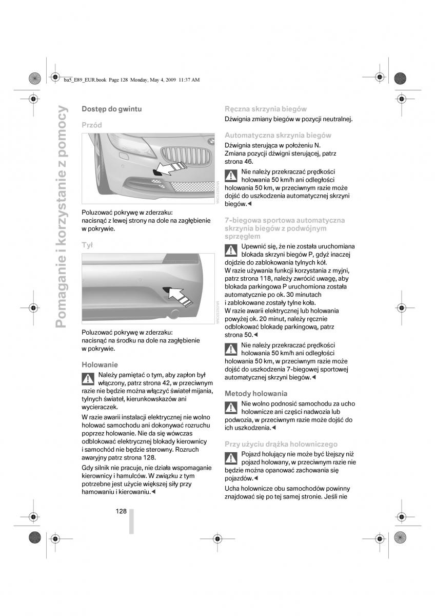 BMW Z4 E89 instrukcja obslugi / page 129