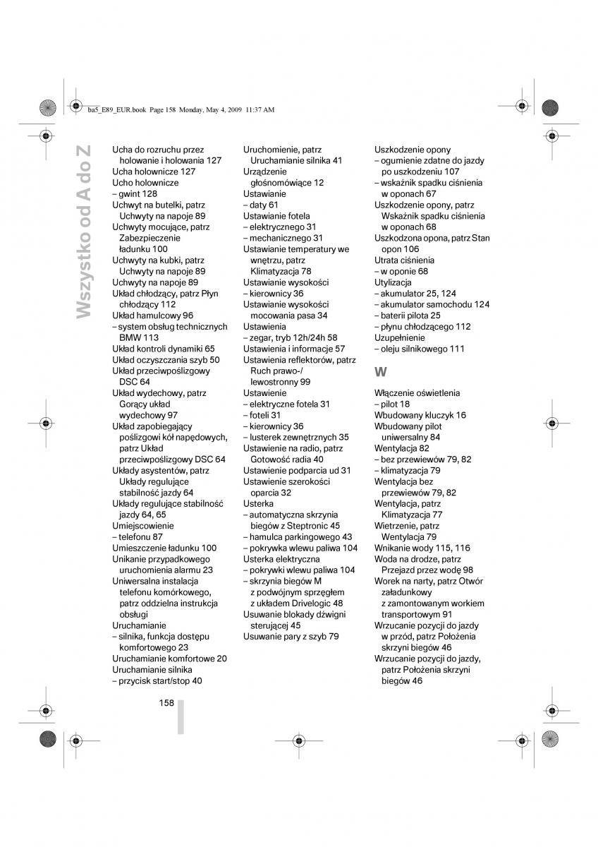 BMW Z4 E89 instrukcja obslugi / page 159