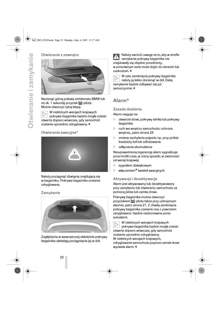 BMW Z4 E89 instrukcja obslugi / page 23