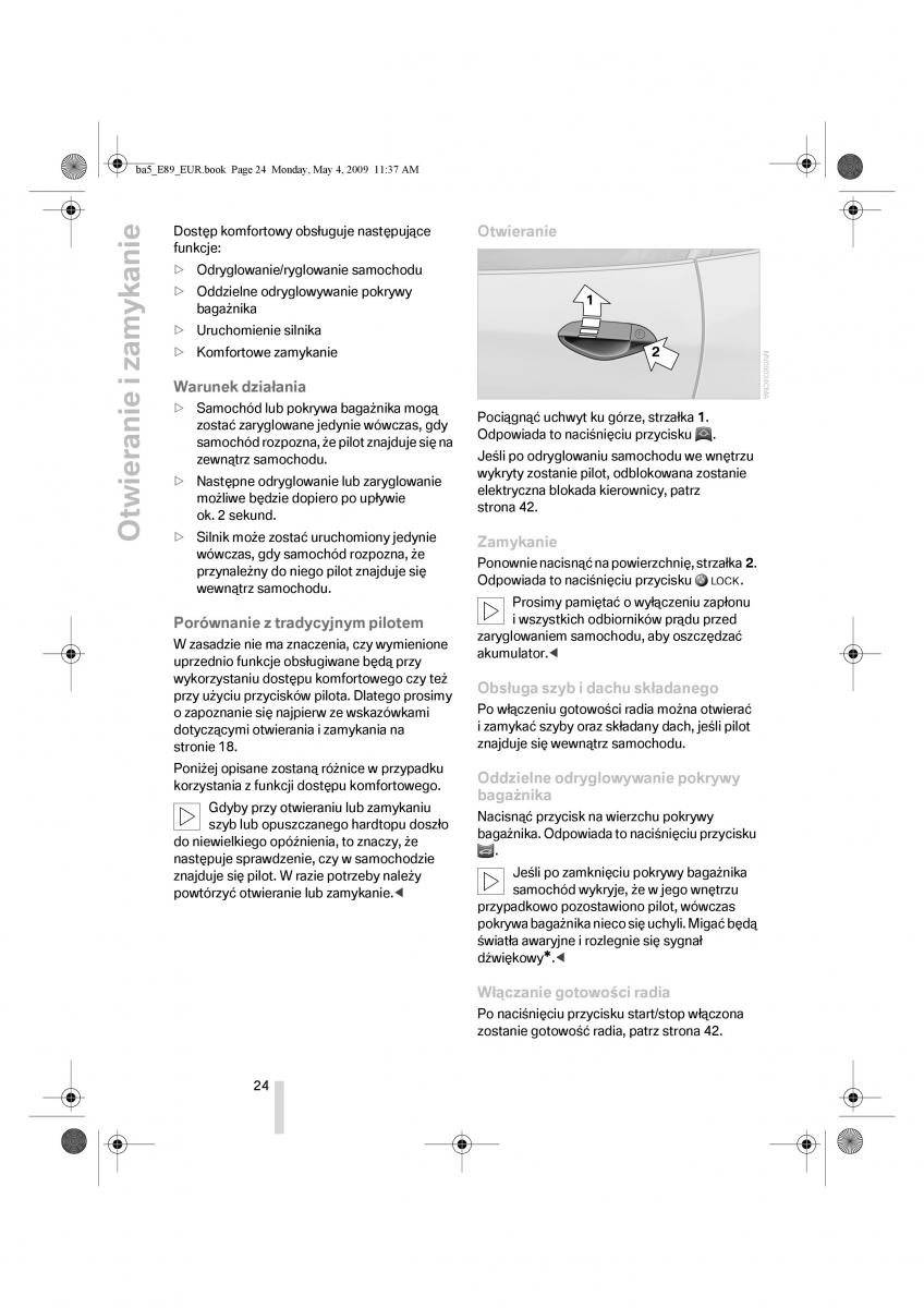 BMW Z4 E89 instrukcja obslugi / page 25