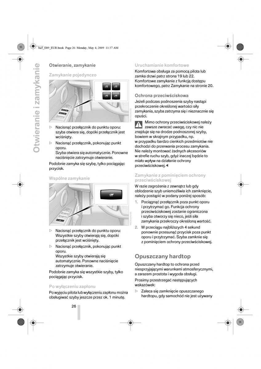 BMW Z4 E89 instrukcja obslugi / page 27