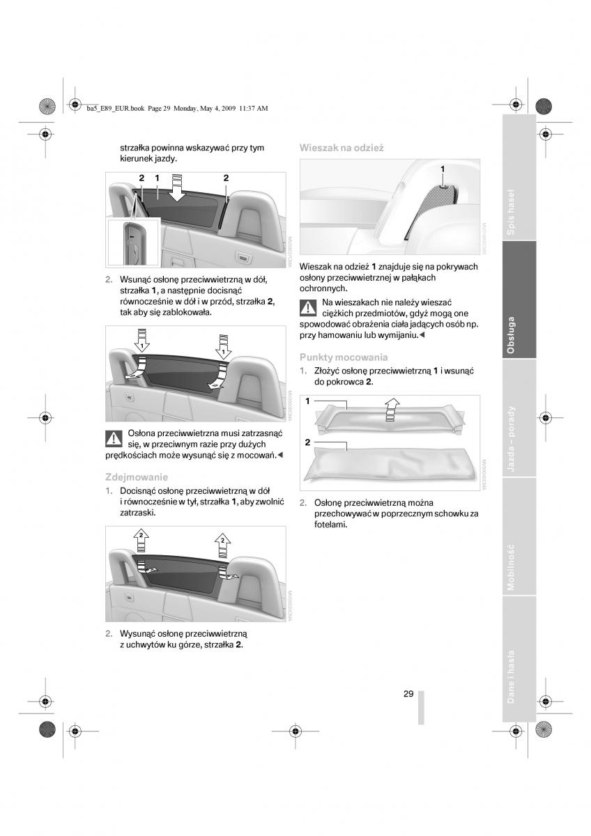 BMW Z4 E89 instrukcja obslugi / page 30