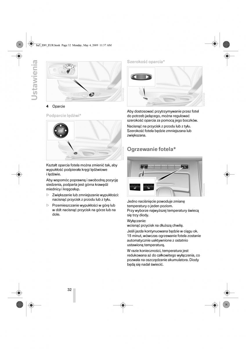 BMW Z4 E89 instrukcja obslugi / page 33