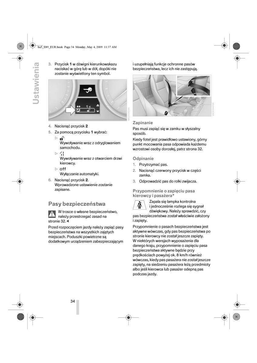 BMW Z4 E89 instrukcja obslugi / page 35