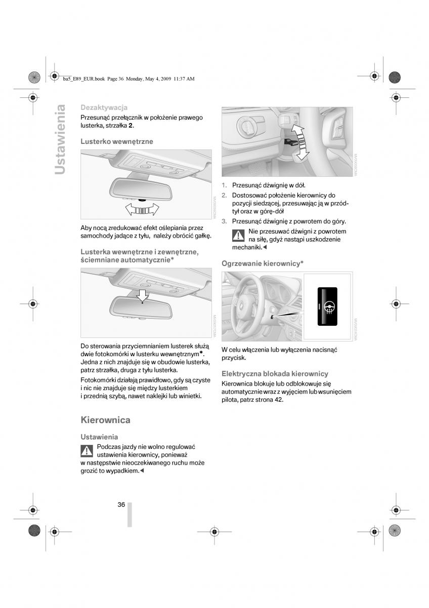 BMW Z4 E89 instrukcja obslugi / page 37