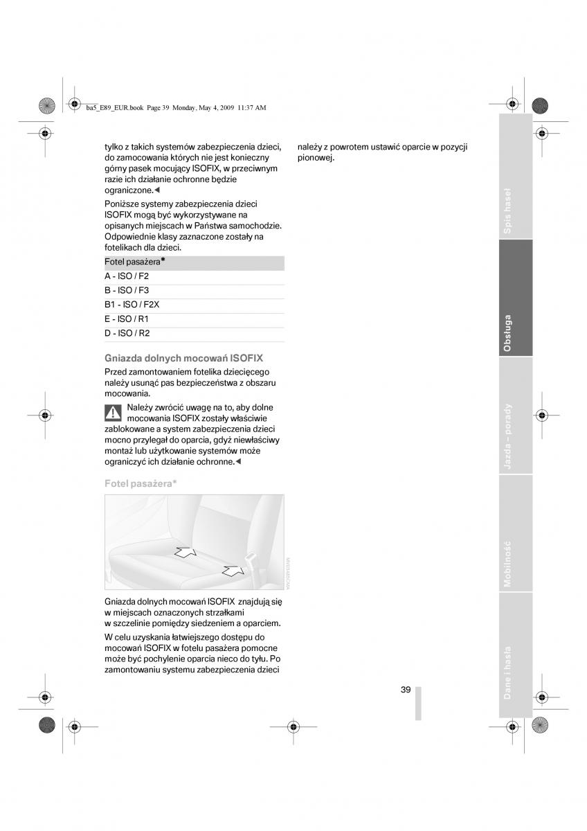 BMW Z4 E89 instrukcja obslugi / page 40