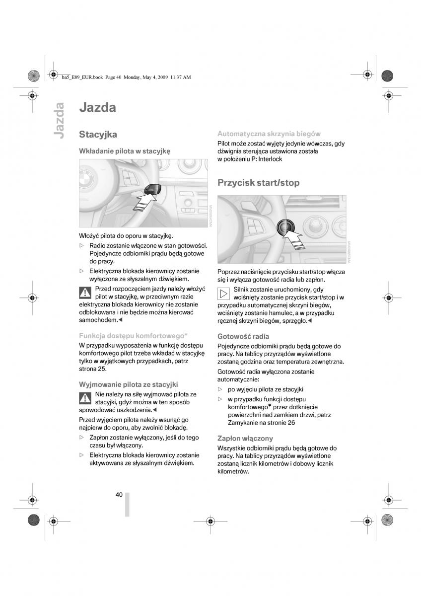 BMW Z4 E89 instrukcja obslugi / page 41