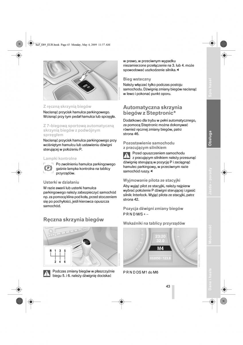 BMW Z4 E89 instrukcja obslugi / page 44