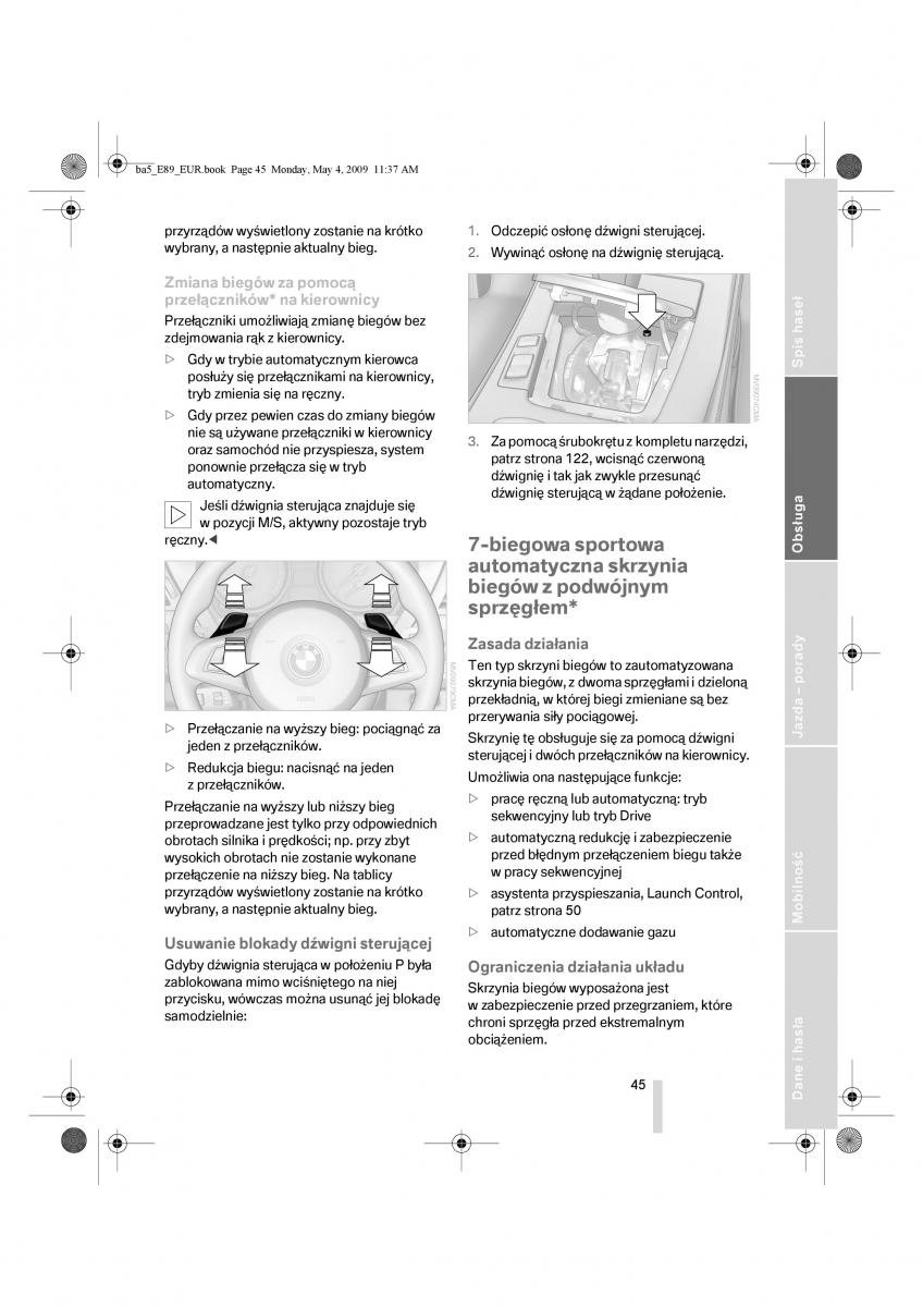 BMW Z4 E89 instrukcja obslugi / page 46