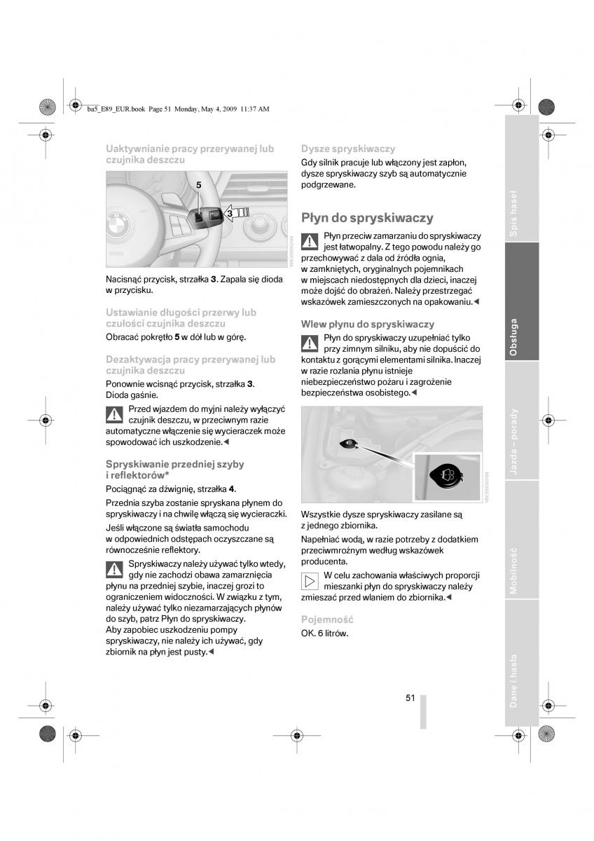 BMW Z4 E89 instrukcja obslugi / page 52