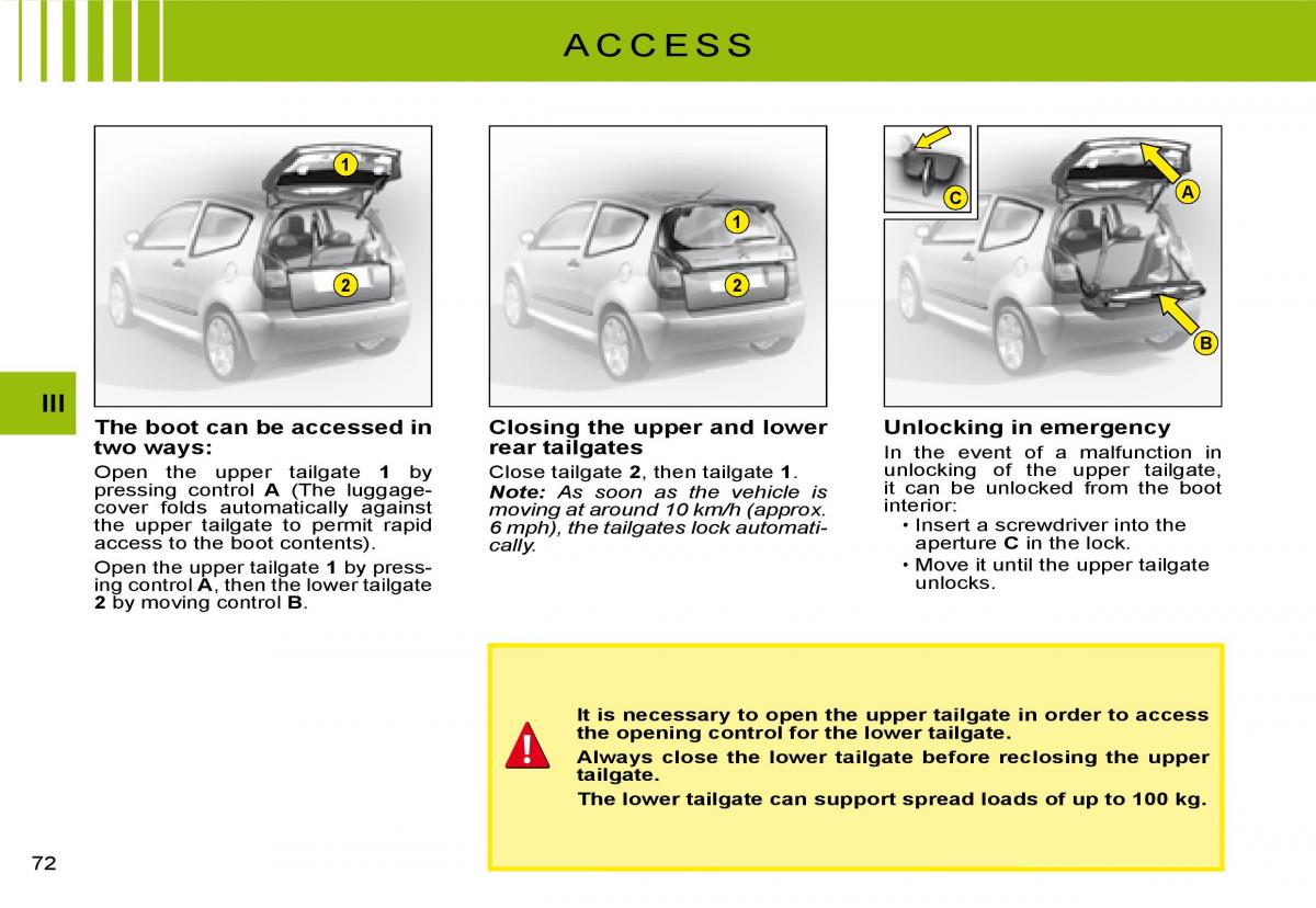 Citroen C2 owners manual / page 55