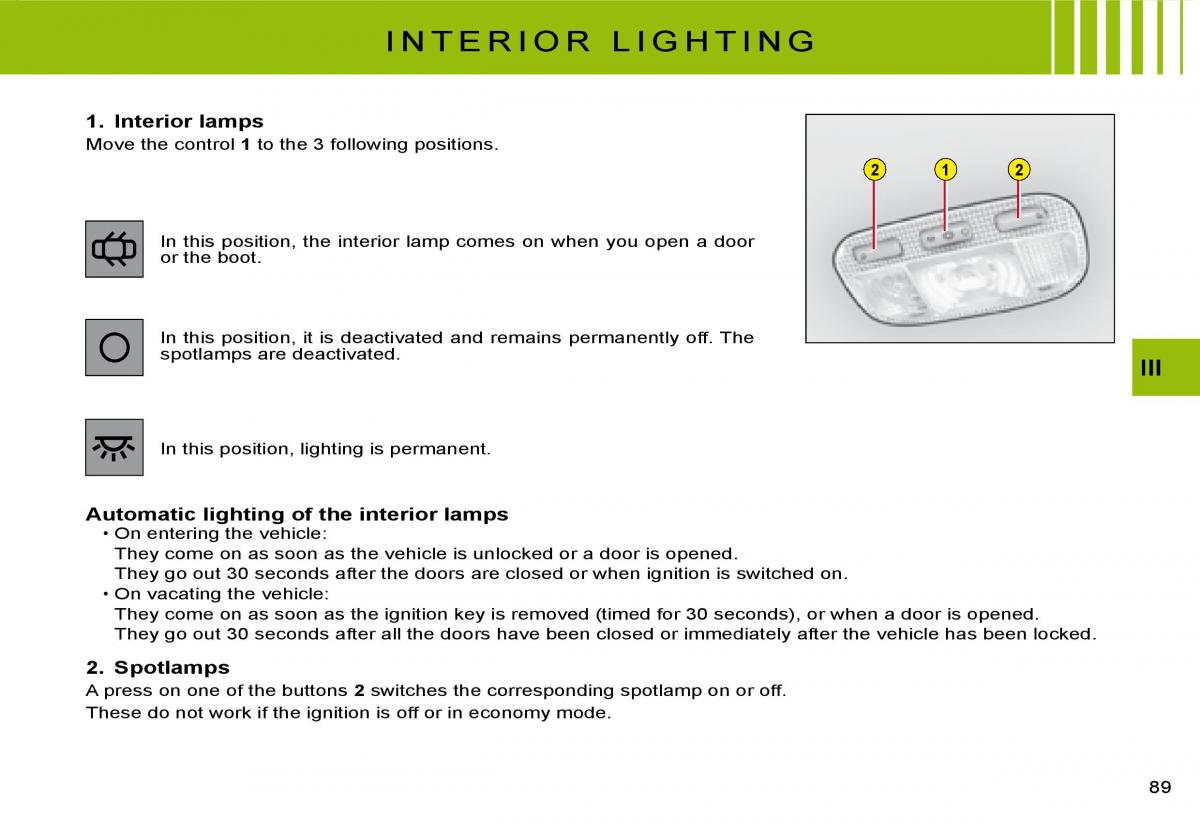 Citroen C2 owners manual / page 73