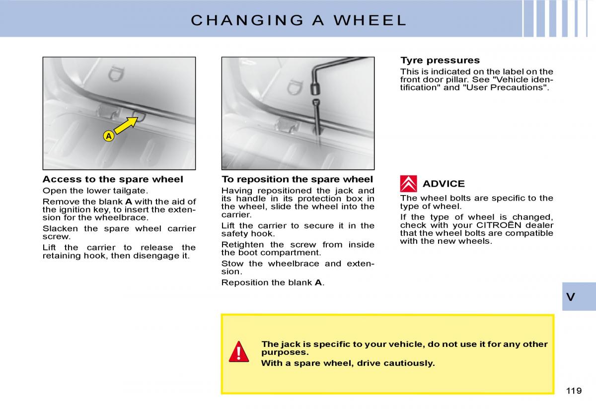 Citroen C2 owners manual / page 104