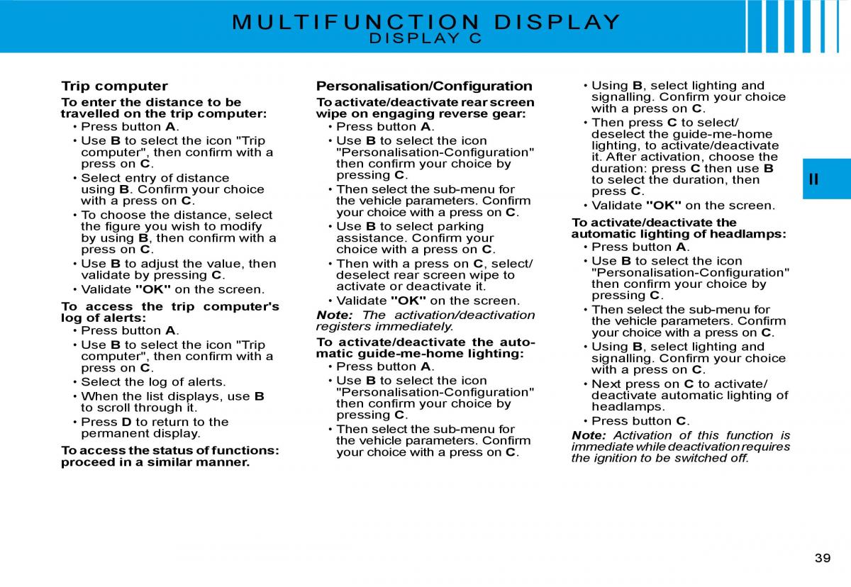 Citroen C2 owners manual / page 22