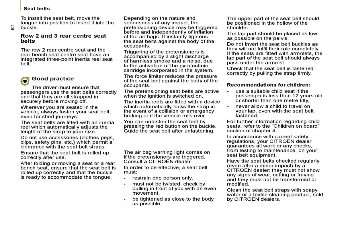 Citroen C8 owners manual / page 91