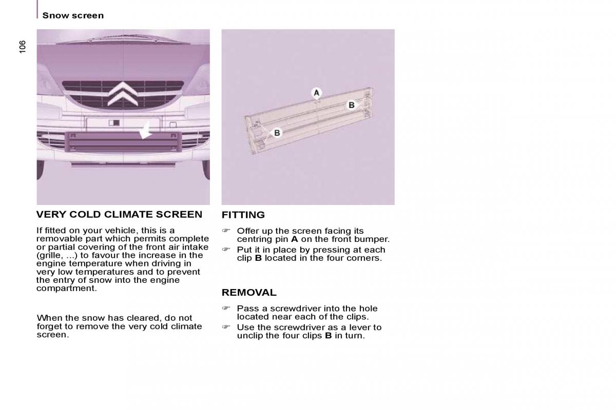 Citroen C8 owners manual / page 107