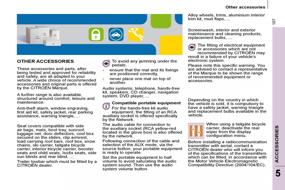 Citroen C8 owners manual / page 108