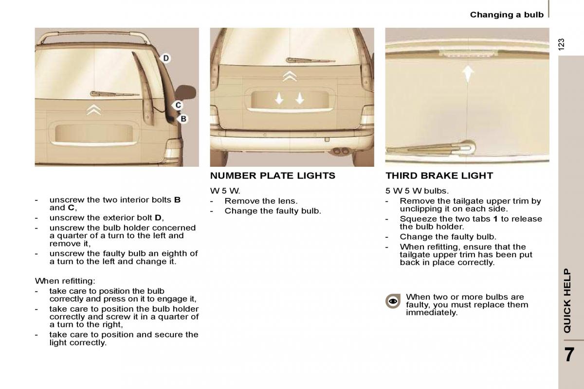 Citroen C8 owners manual / page 125