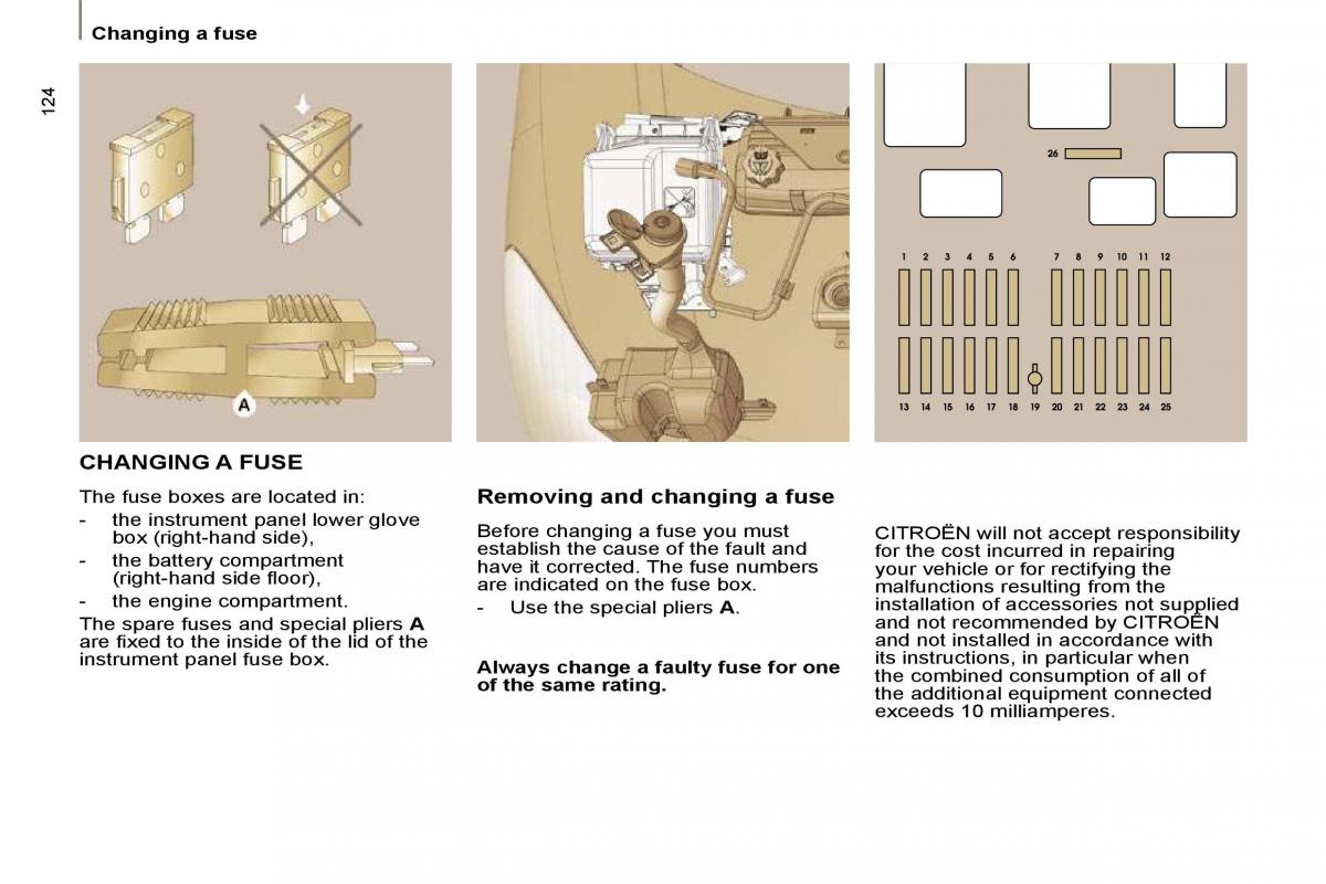 Citroen C8 owners manual / page 126