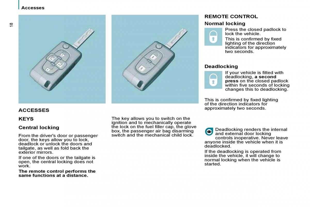 Citroen C8 owners manual / page 13