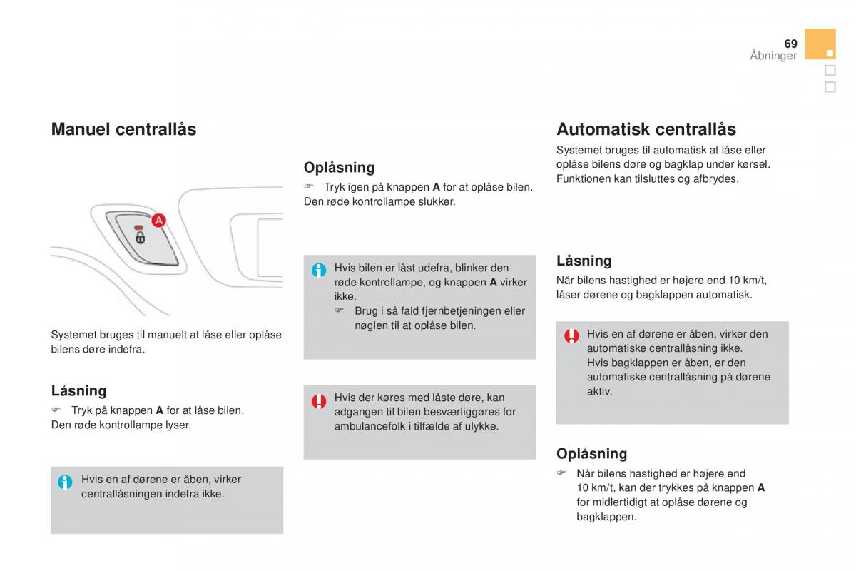 Citroen DS3 Bilens instruktionsbog / page 71