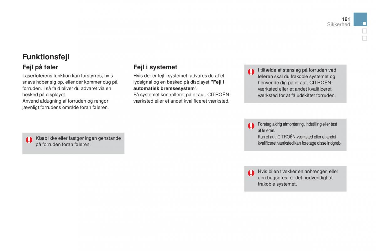Citroen DS3 Bilens instruktionsbog / page 163