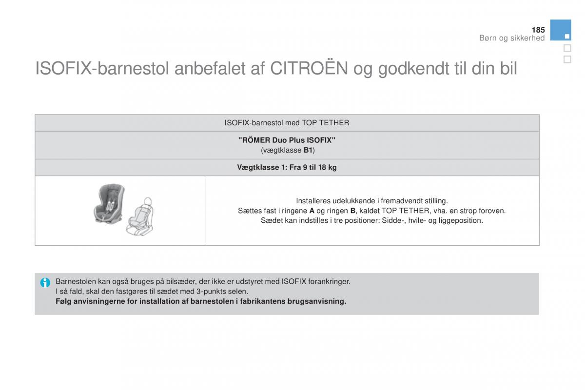 Citroen DS3 Bilens instruktionsbog / page 187