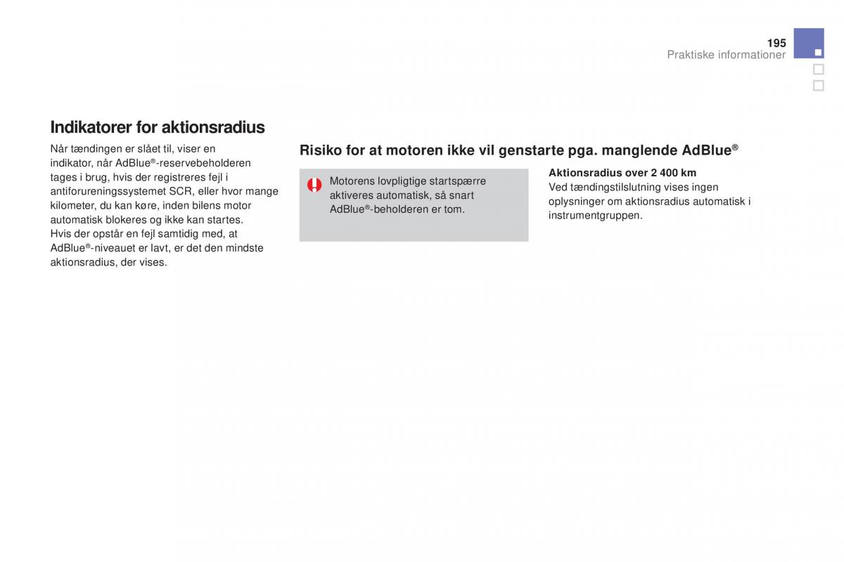 Citroen DS3 Bilens instruktionsbog / page 197