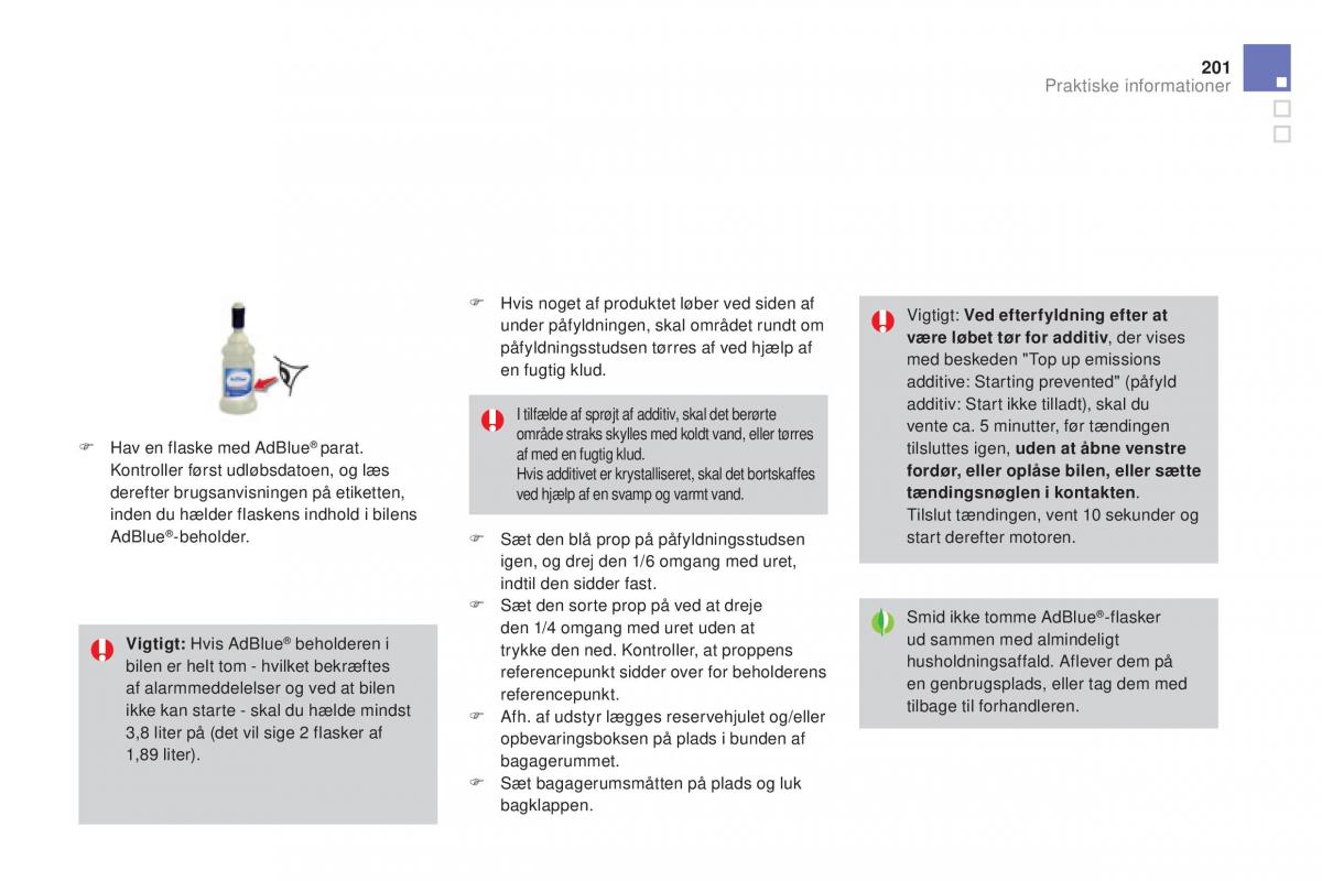 Citroen DS3 Bilens instruktionsbog / page 203