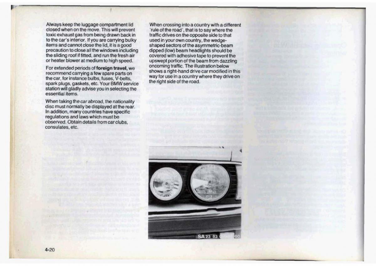 BMW 7 E23 owners manual / page 88