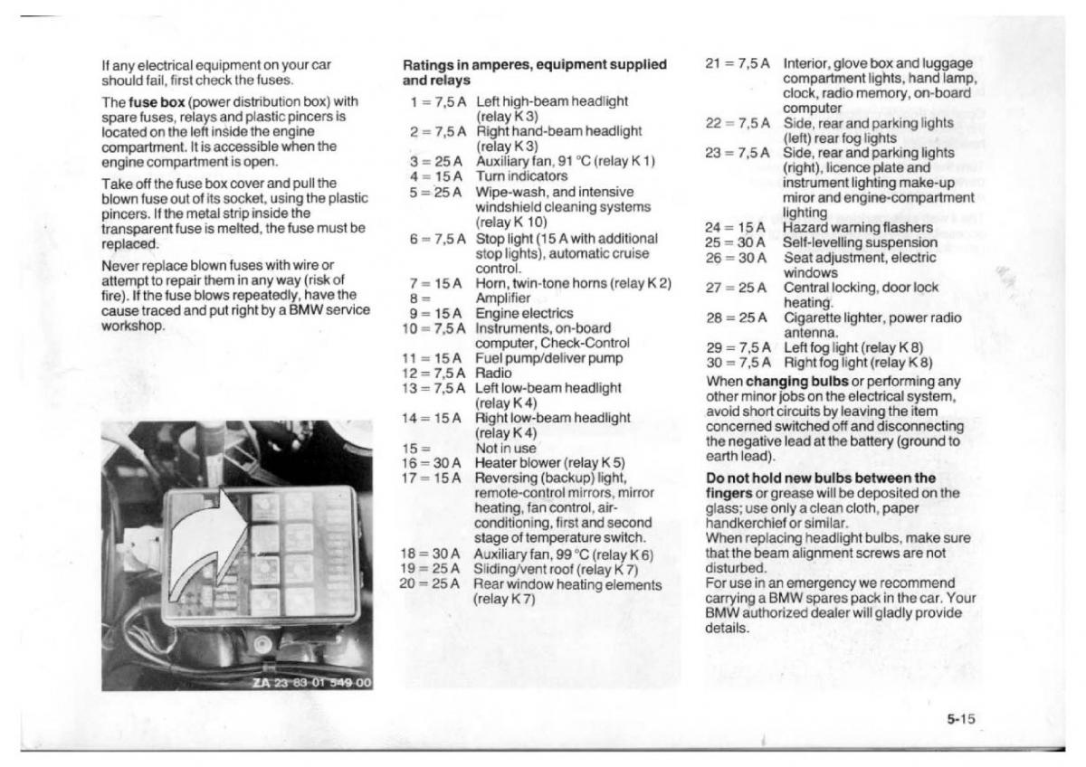 BMW 7 E23 owners manual / page 107