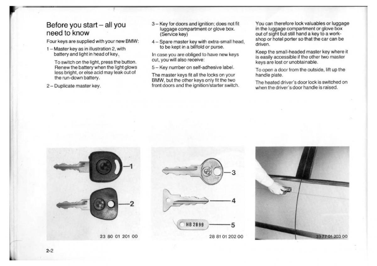 BMW 7 E23 owners manual / page 18