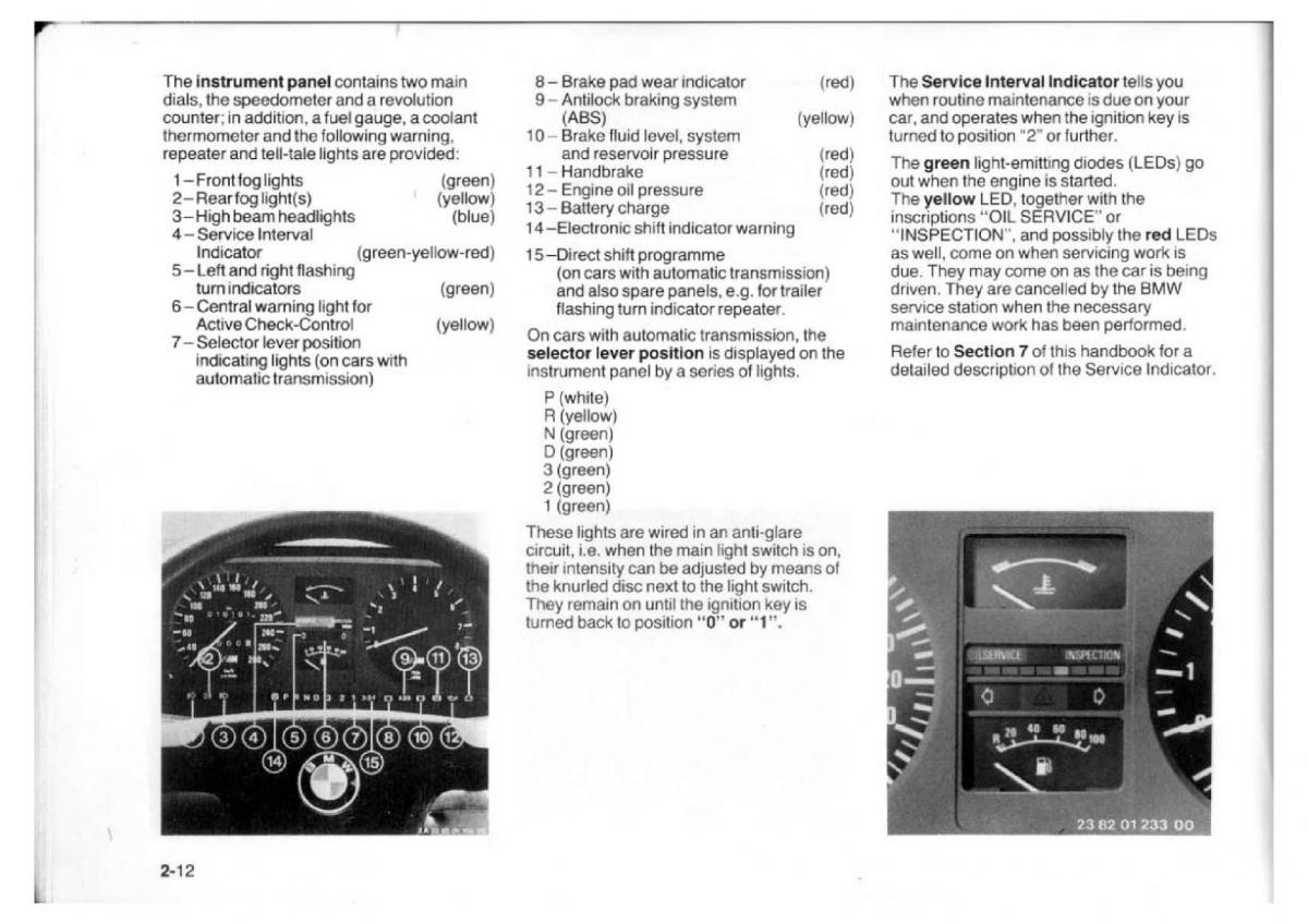 BMW 7 E23 owners manual / page 28