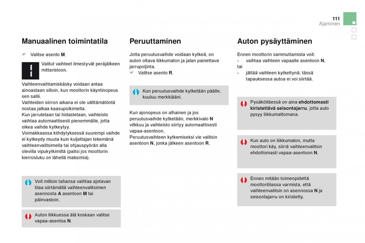 Citroen DS3 omistajan kasikirja / page 113