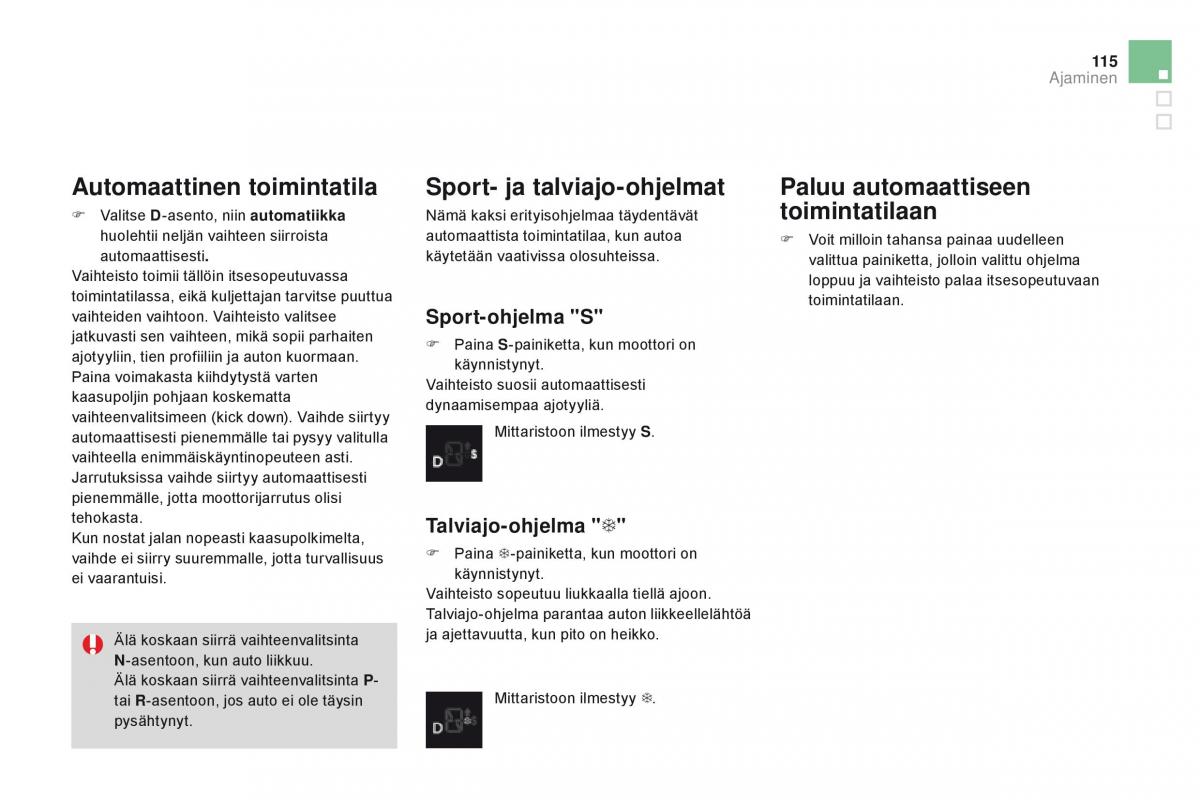 Citroen DS3 omistajan kasikirja / page 117