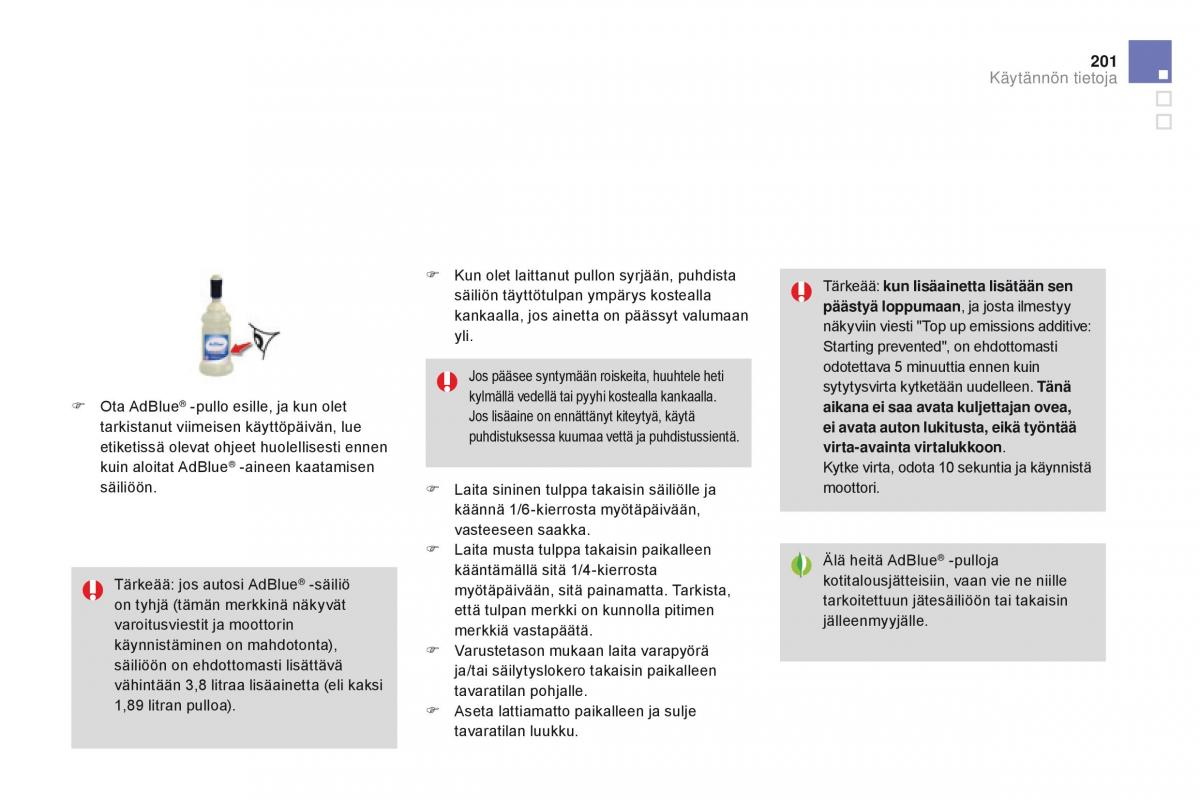 Citroen DS3 omistajan kasikirja / page 203