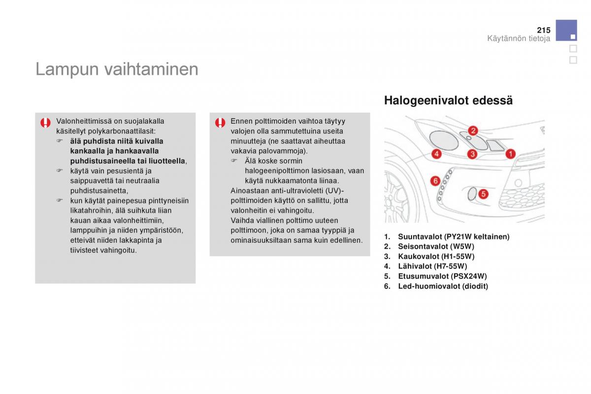 Citroen DS3 omistajan kasikirja / page 217