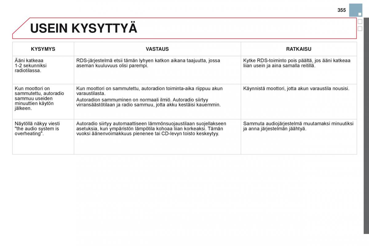 Citroen DS3 omistajan kasikirja / page 357