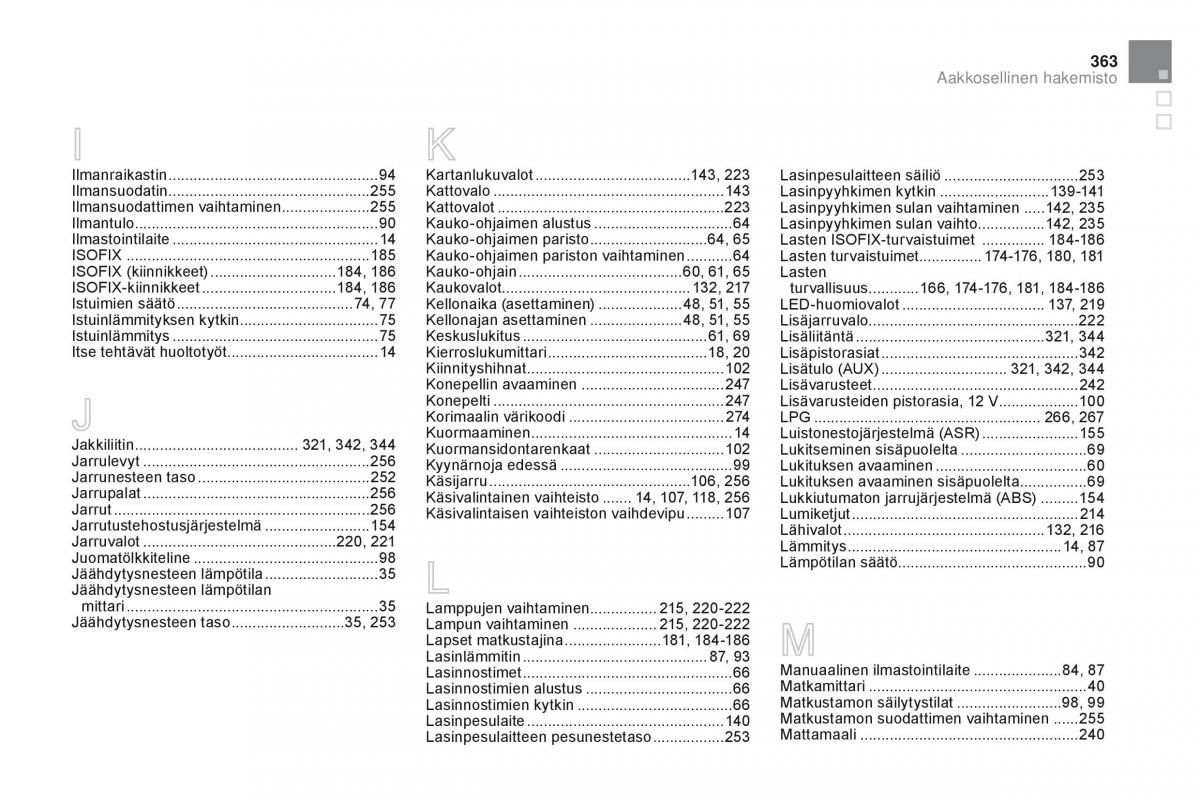 Citroen DS3 omistajan kasikirja / page 365