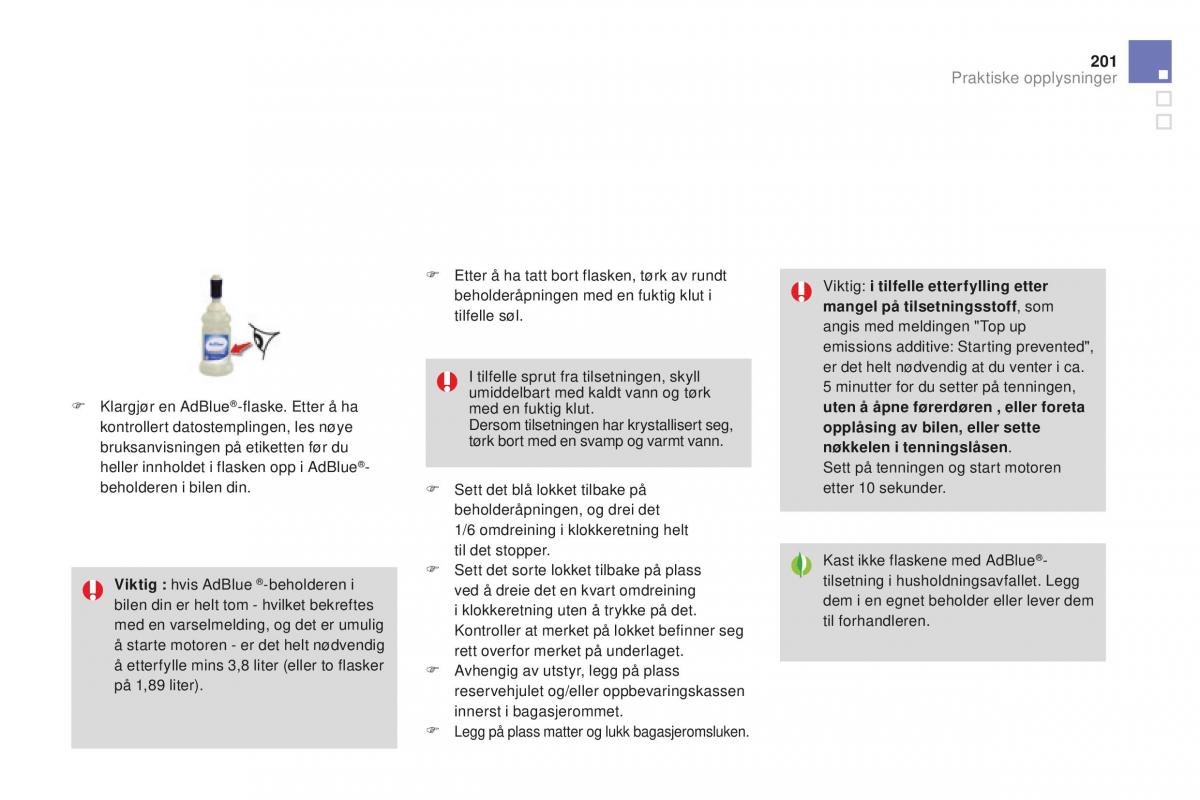 Citroen DS3 bruksanvisningen / page 203