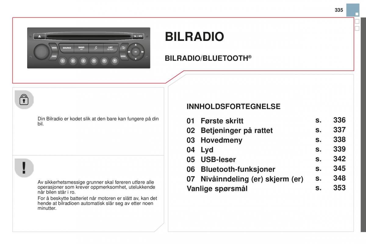 Citroen DS3 bruksanvisningen / page 337