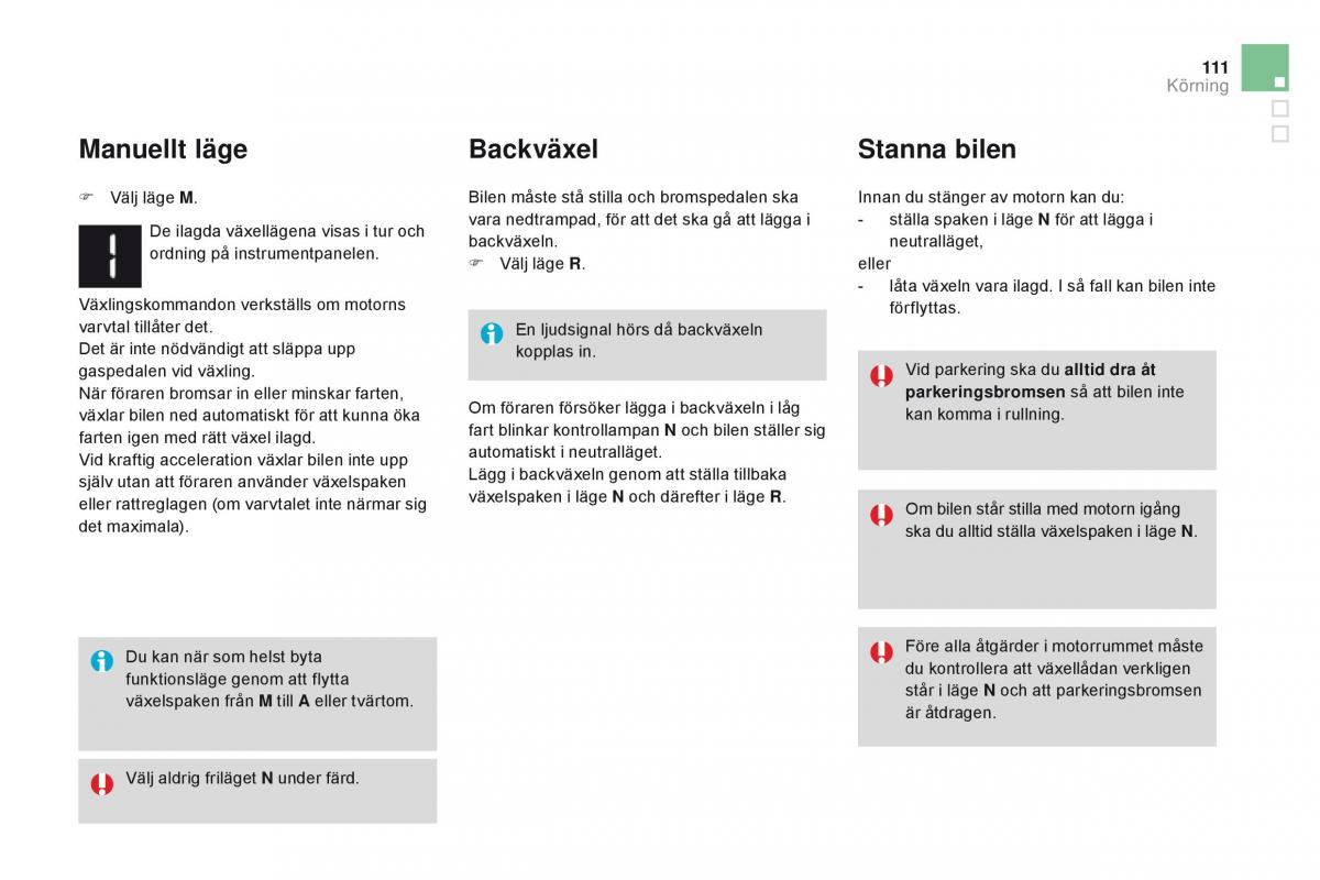 Citroen DS3 instruktionsbok / page 113