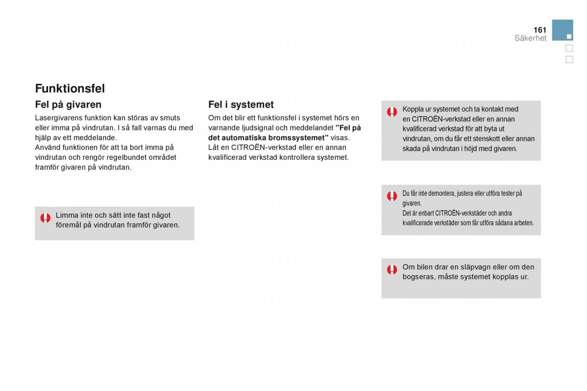 Citroen DS3 instruktionsbok / page 163