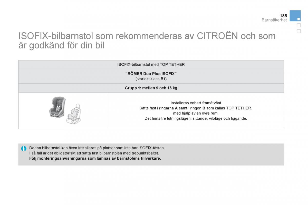 Citroen DS3 instruktionsbok / page 187