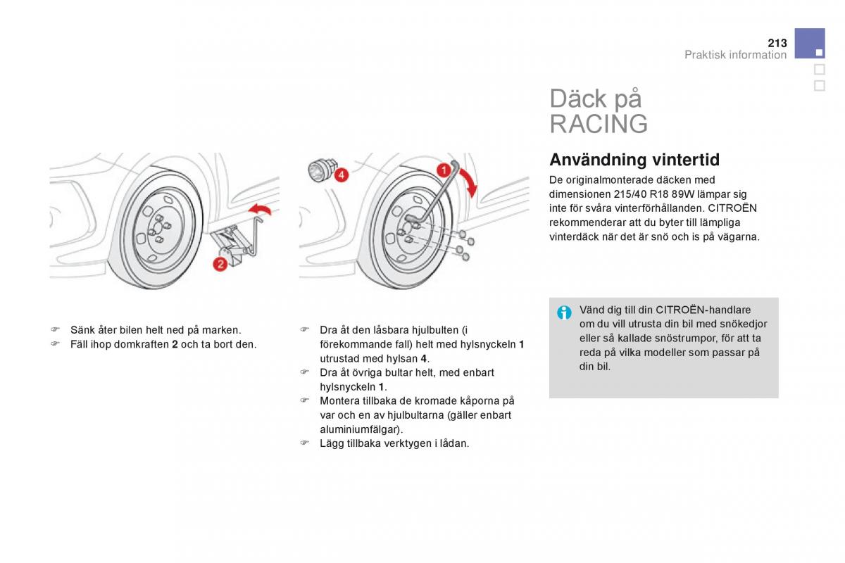 Citroen DS3 instruktionsbok / page 215