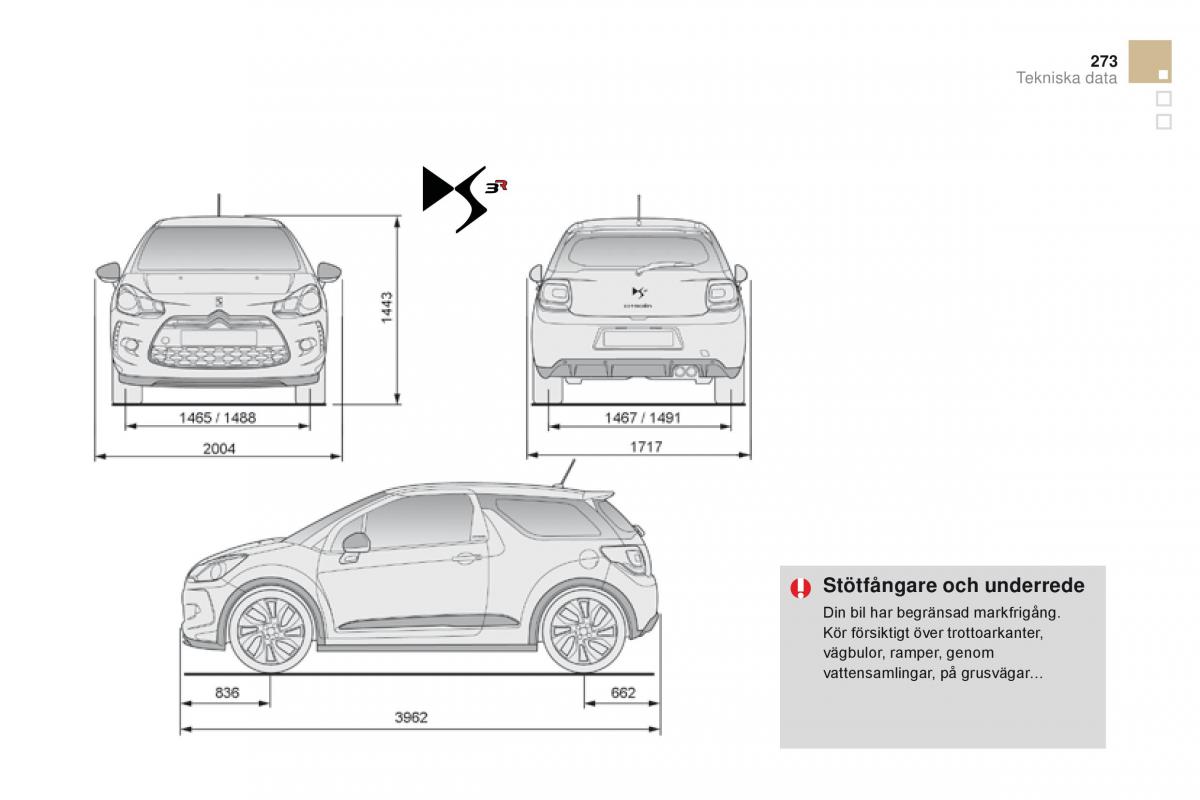 Citroen DS3 instruktionsbok / page 275