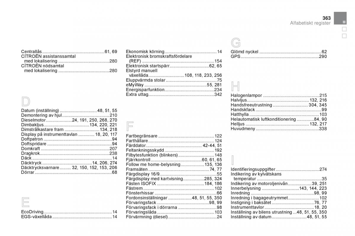 Citroen DS3 instruktionsbok / page 365