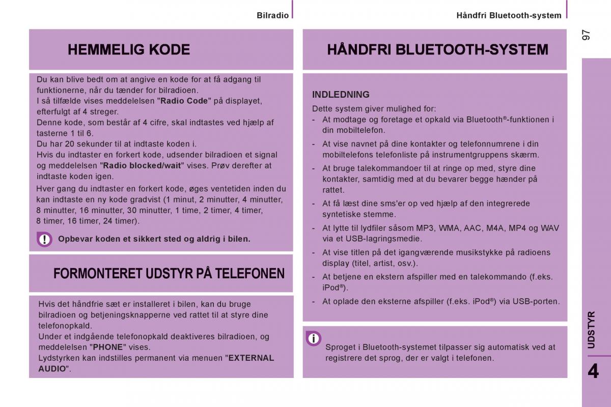 Citroen Jumper II 2 Bilens instruktionsbog / page 99